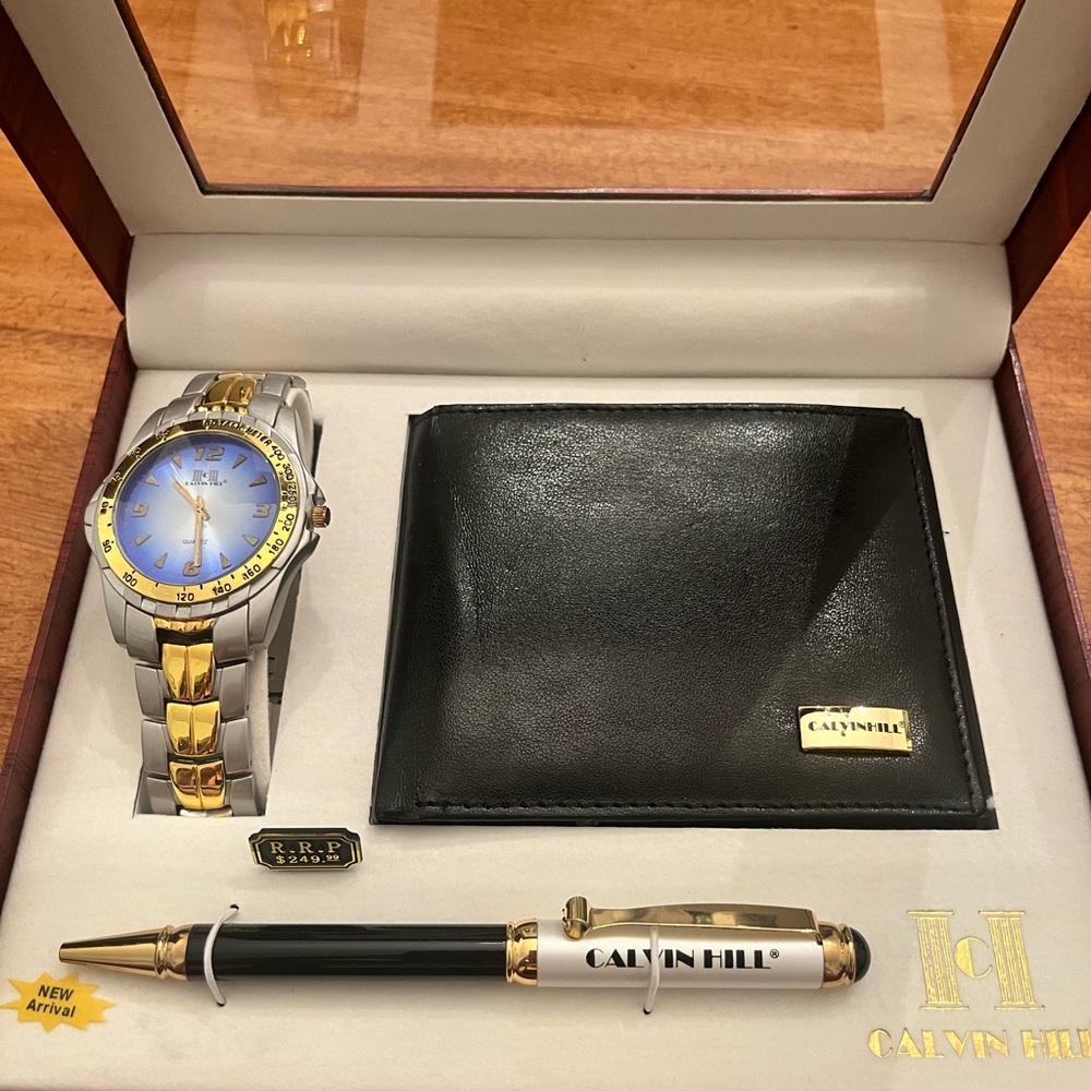 Calvin Hill Men’s Luxury Gift Set – Watch, Wallet, & Pen – NEW!